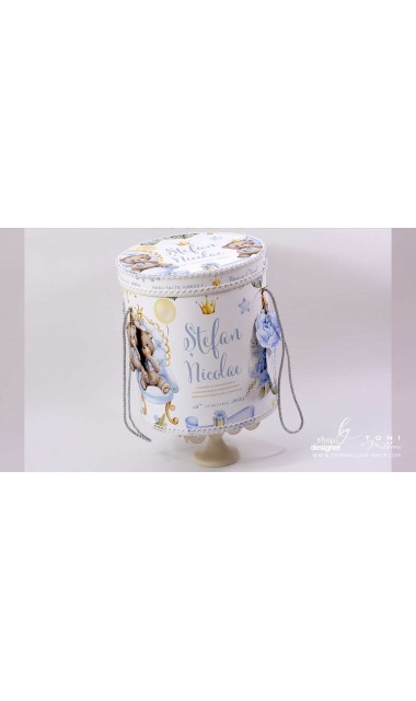 Trusou botez ursulet si broderie personalizata Teddy Bear King 8